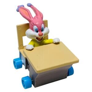 Vintage 1990 Tiny Toon Adventures Babs Bunny Rolling School Desk Figure Applause